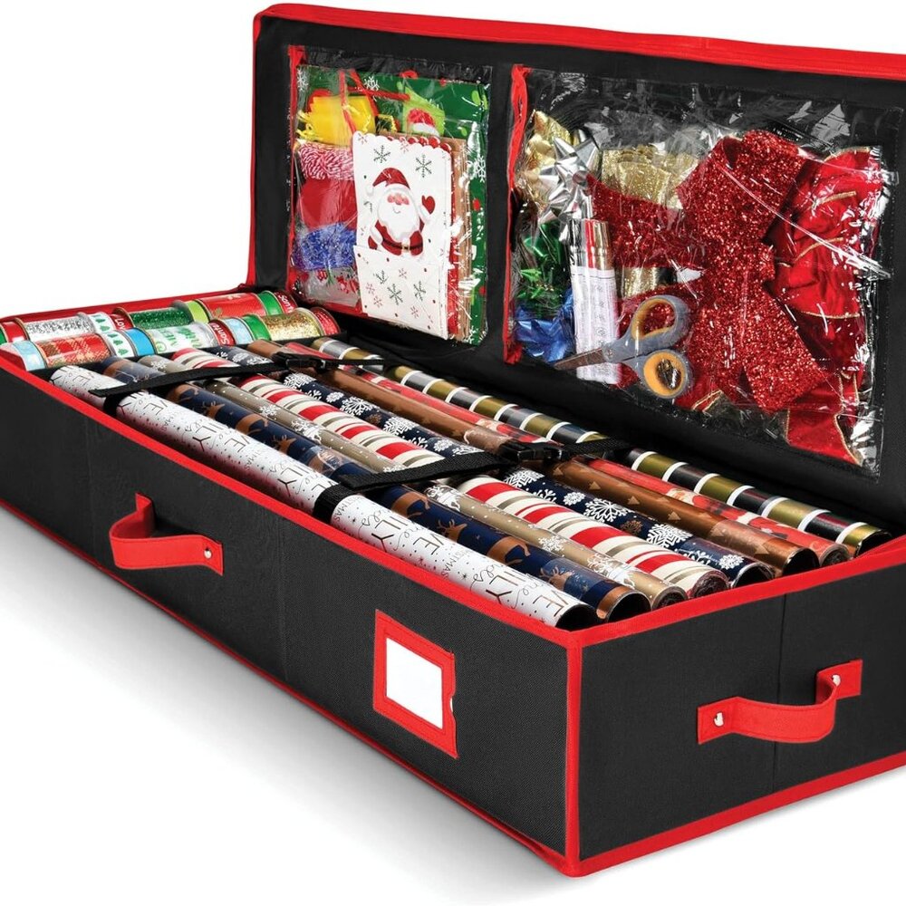 Gift Wrap Organizer, Christmas Wrapping‎ Paper Storage Bag w/Useful Pockets